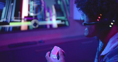 Focused Young Gamer Engaging in Online Play