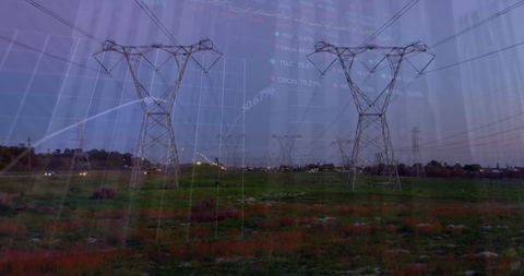 Electricity Towers Overlapping Financial Data Illustrating Energy Market Trends - Download Free Stock Images Pikwizard.com