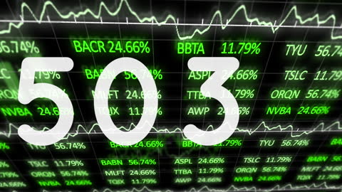 503 Error Overlay on Digital Stock Market Data