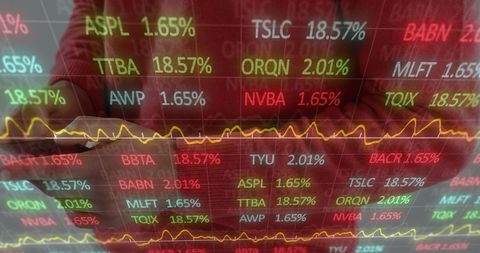 Digital stock market overlay on smartphone