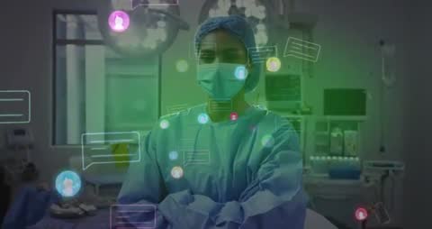 Surgeon Engaging With Digital Communication in Operating Room