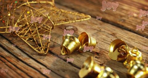 Golden Bells and Star Decoration for Christmas Celebration