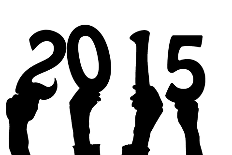 Hands holding 2015 silhouette on transparent background