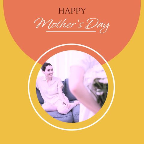 Happy mother's day celebration with daughter and flowers