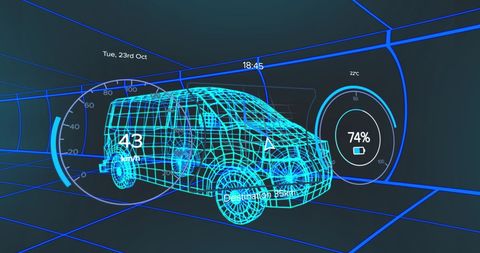 Futuristic Van Concept with Digital Interface Illustration - Download Free Stock Images Pikwizard.com
