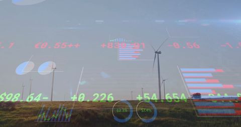Overlay of Financial Data and Wind Turbines in Renewable Energy Field