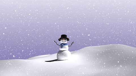 Charming Snowman in Winter Wonderland with Falling Snow