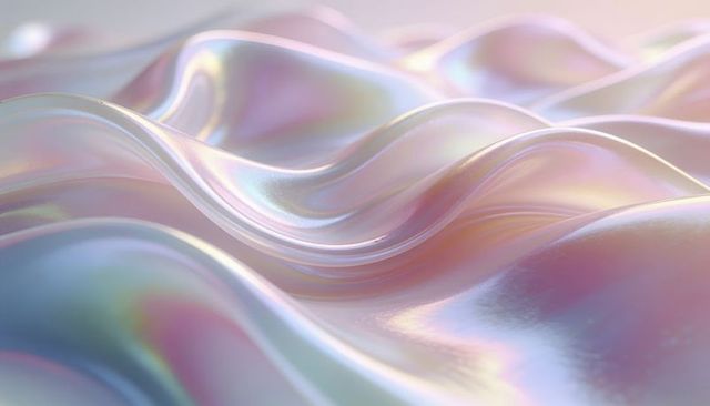 Iridescent pearl wave catching soft light, glossy metallic abstract background texture