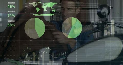 Mechanic Using High-Tech Data for Auto Tank Check in Garage