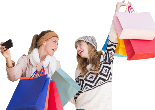 Happy Caucasian Women Shopping with Bags on Transparent Background - Download Free Stock Videos Pikwizard.com