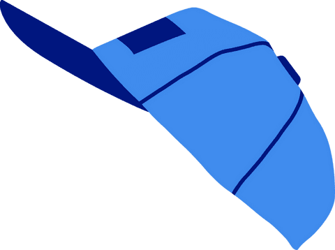 Flat design blue baseball cap on transparent background