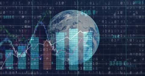 3D Globe with Financial Data Visualization and Charts