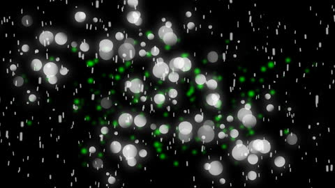 Digital Falling Snowflakes With Glowing Spots on Black Background