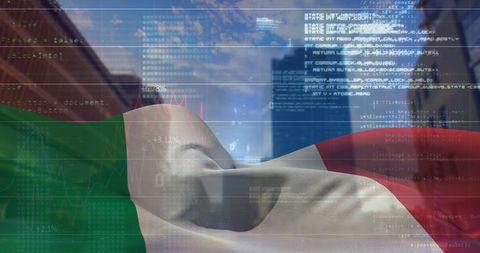 Data Processing Concepts with Italian Flag and Cityscape Background - Download Free Stock Images Pikwizard.com
