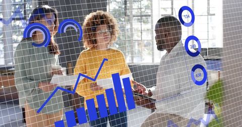 Business Team Analyzing Financial Data Collaboration