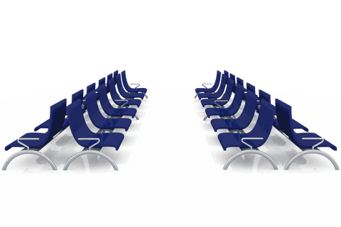 Blue seating arrangement on transparent background