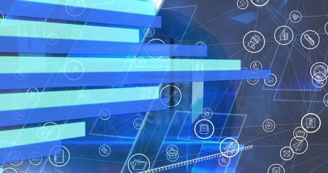 Digital Network with Data Connections and Interfaces Symbolism