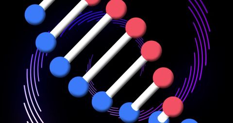 Digital DNA Structure with Rotating Light Trails