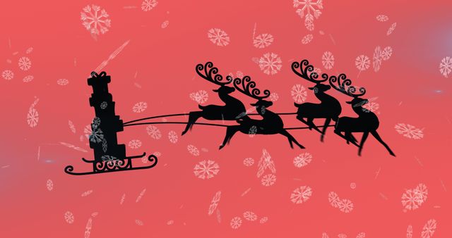 Sleigh with Reindeer and Gifts in Snowy Background - Download Free Stock Images Pikwizard.com