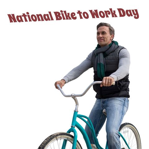 national bike to work day concept with mature man cycling - Download Free Stock Templates Pikwizard.com