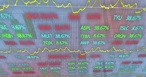 Animated Global Financial Data Display with Technology Concept