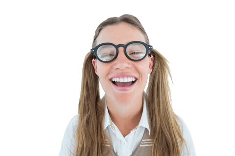 transparent happy female geek with pigtails and glasses - Download Free Stock Videos Pikwizard.com