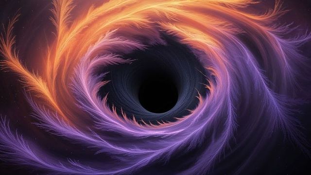 Fractal vortex with radiant feathered tendrils in hypnotic digital art