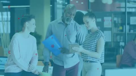 Diverse Team Discussing Tablet Content in Modern Office