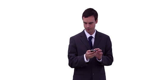 Businessman Texting on Smartphone in Formal Attire