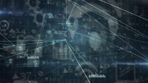 Artificial Intelligence Data Process Animation on Blue Grid