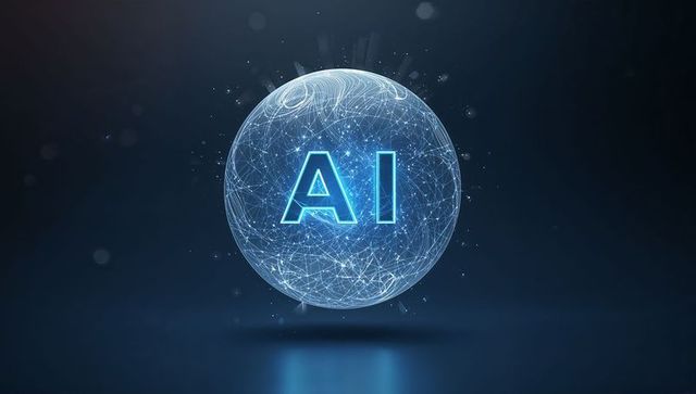 Holographic AI Network Globe with Neon Wireframe, Digital Nodes and Futuristic Glow