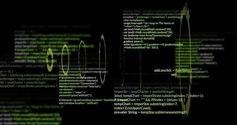 Green Waveform Overlay on Code Editor Interface with Syntax Highlighting