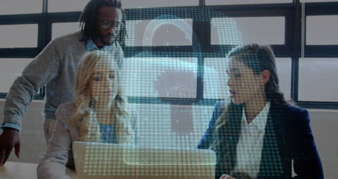 Diverse Team Discussing Cybersecurity Ideas at Work