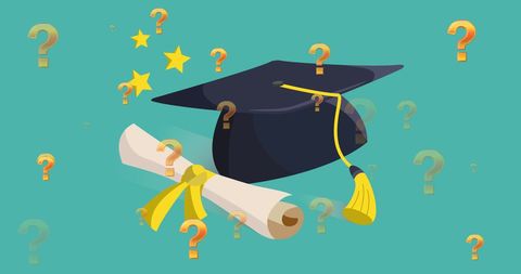 Graduation Cap and Diploma with Question Marks Concept - Download Free Stock Images Pikwizard.com