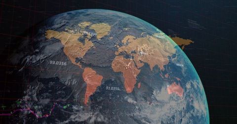 Globe with Rotating World Map and Data Elements - Download Free Stock Images Pikwizard.com