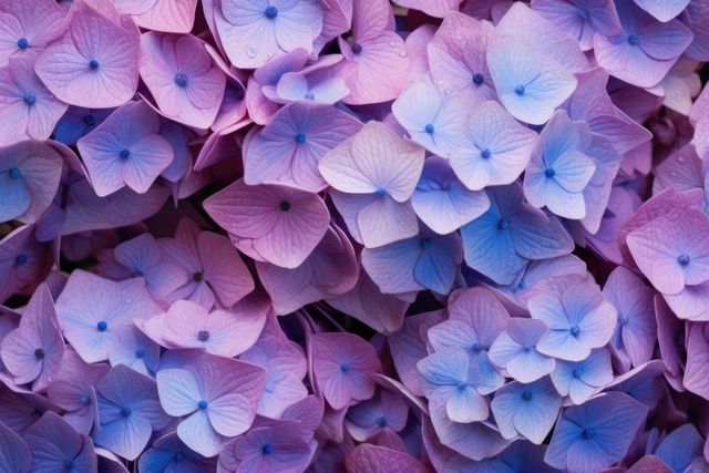 Close-up of vibrant pink and blue hydrangea flowers, showcasing intricate petal details. Ideal for floral-themed designs, garden-related content, nature photography galleries, and botanical studies. Perfect for adding a touch of natural beauty to websites, social media posts, or printed materials.