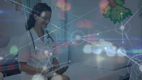 Healthcare Technology and Female Doctor Interacting with Tablet