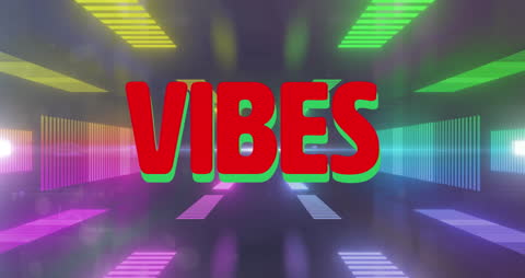 Colorful Vibrant Text in Retro Light Tunnel