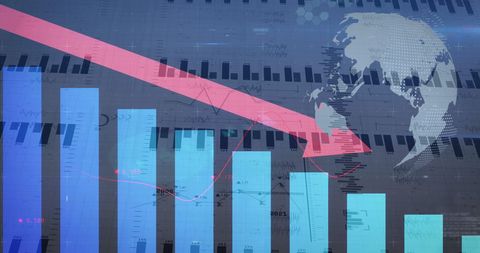 Global Financial Data Influence with Declining Trends - Download Free Stock Images Pikwizard.com