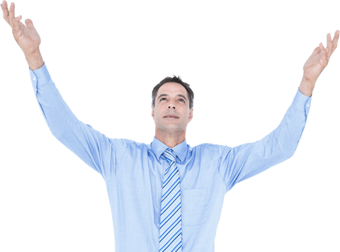 Transparent Cheerful Businessman Raising Arms Celebrating Success - Download Free Stock Videos Pikwizard.com