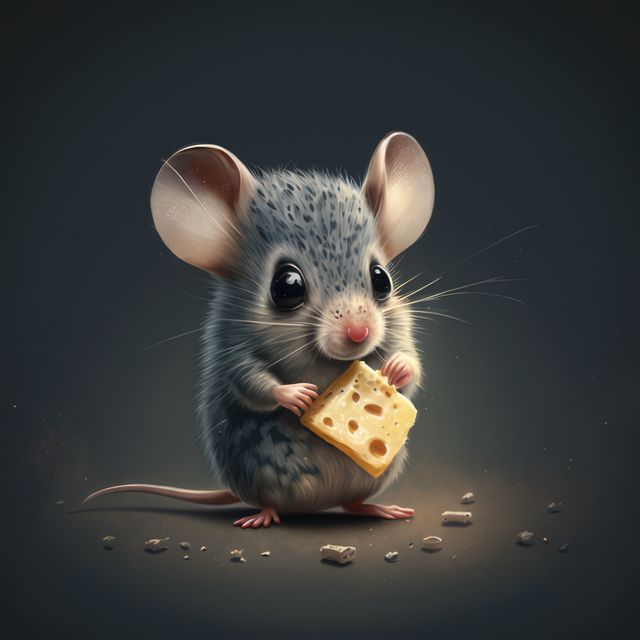 Close up of cute grey mouse with cheese on grey background, created using generative ai technology - Download Free Stock Photos Pikwizard.com