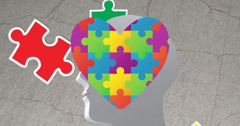 Abstract Autism Awareness Symbol with Puzzle Heart - Download Free Stock Images Pikwizard.com