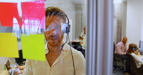 Modern office collaboration with technology and teamwork