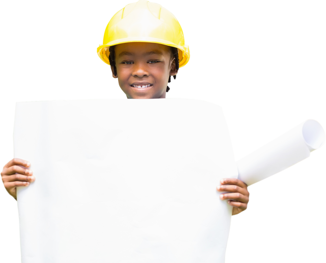 Transparent background smiling boy child construction blueprint hardhat - Download Free Stock Videos Pikwizard.com