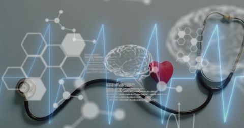 Digital Science Interface with Cardiograph and Stethoscope - Download Free Stock Images Pikwizard.com