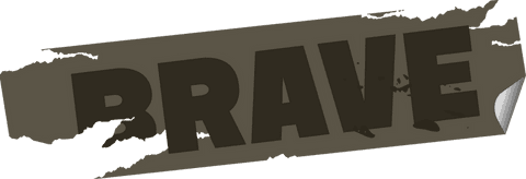 Bold brave lettering on torn textured strip transparent