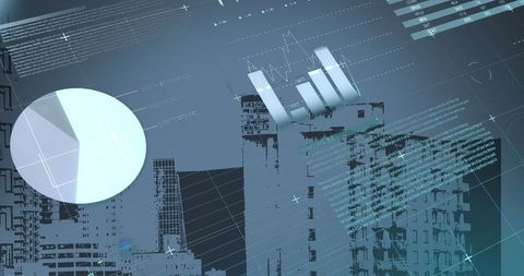 Abstract Data Visualization with City Skyline - Download Free Stock Images Pikwizard.com