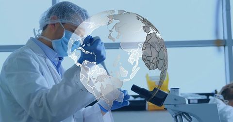 Scientist Pipetting Sample in Modern Biomedical Laboratory