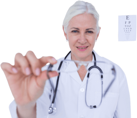 Transparent Female Doctor Presenting Eyeglasses with Eye Chart - Download Free Stock Videos Pikwizard.com