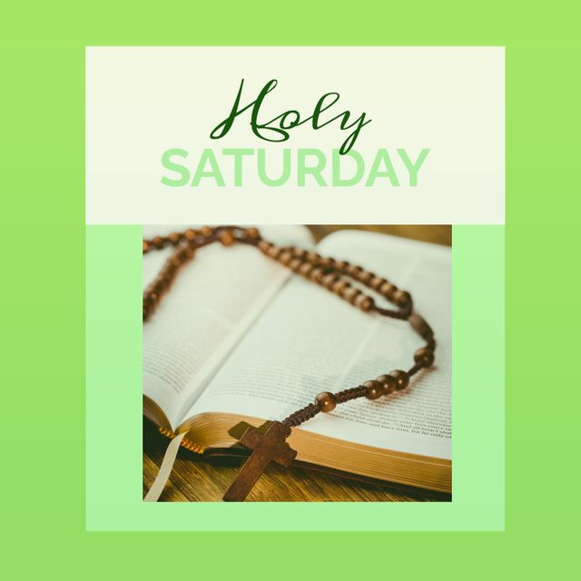 Holy Saturday Concept with Rosary on Open Bible - Download Free Stock Templates Pikwizard.com